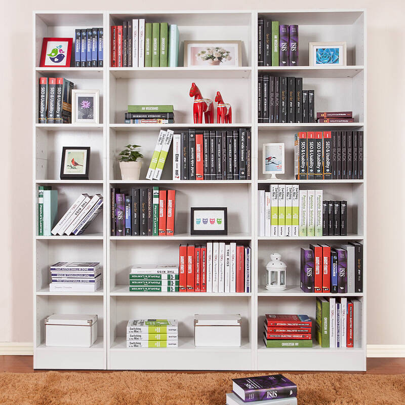 诗瑞家 比尔书柜自由组合学生书房储物柜宜家简易书架书柜置物架 白色