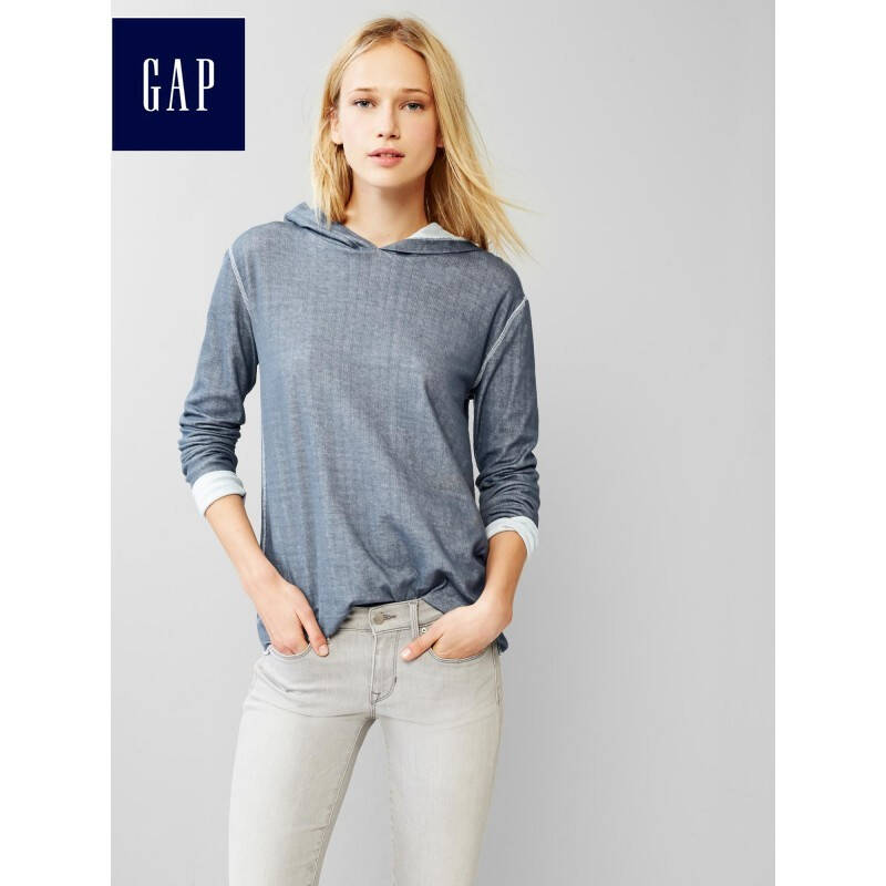 gap清爽纯色棉质针织连帽卫衣|女装140121 学者灰 165/96a(m)