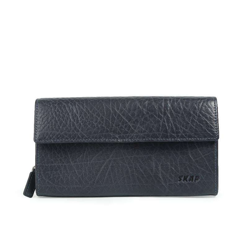 【商场同款】skap2015春夏新款真皮正品长款钱包手拿包20522278 深蓝