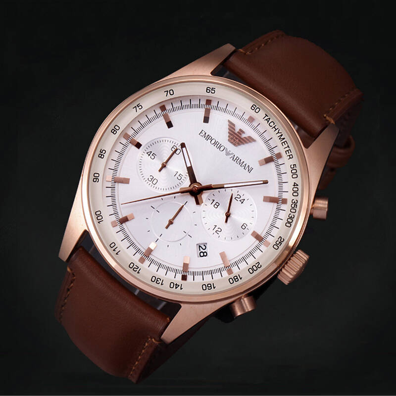 阿玛尼(armani)手表 sportivo 咖啡色三眼时尚经典石英女士腕表 ar