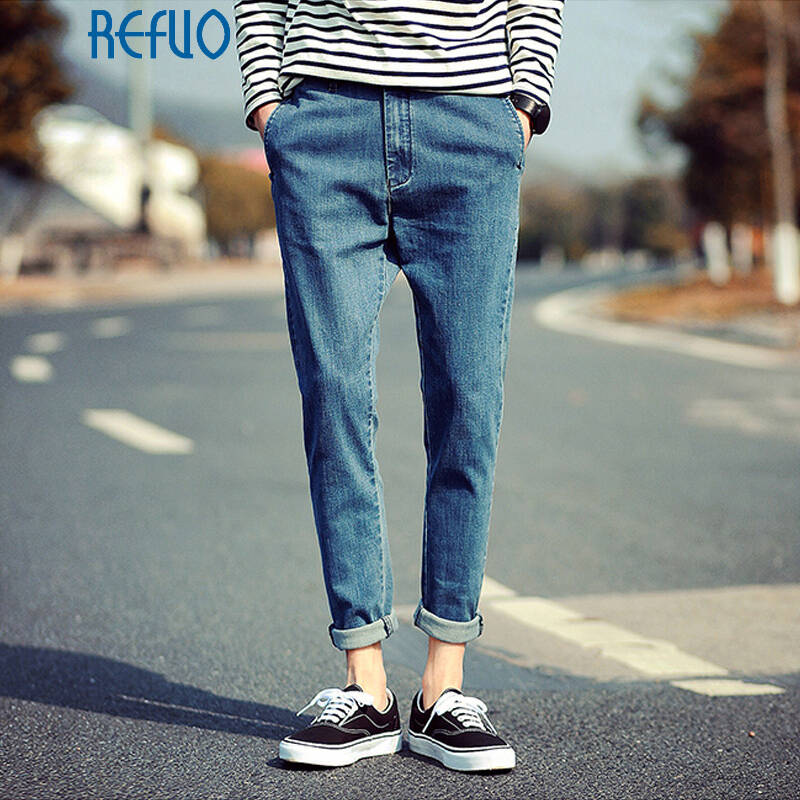 拓一(refuo)2015男士九分牛仔裤卷边男潮时尚休闲裤韩版修身男裤小脚