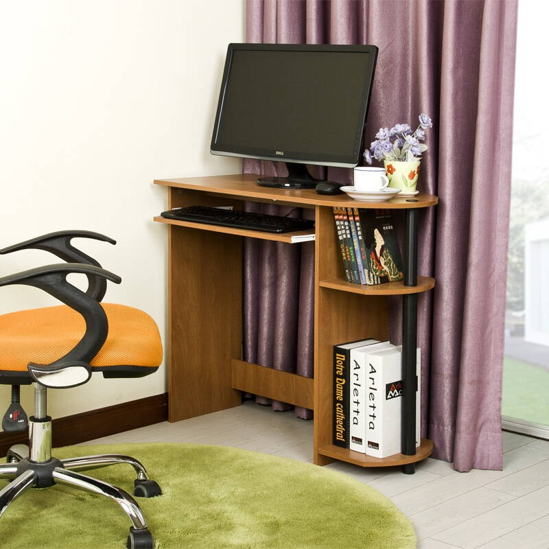 慧乐家 简约弧形电脑桌 多功能书桌 学习桌 红樱桃木色 fnal-14098-1