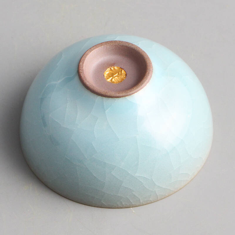 台湾陶艺师江玗冰裂纹茶杯 法窑全手工冰裂开片品茗杯 紫口天青青瓷小