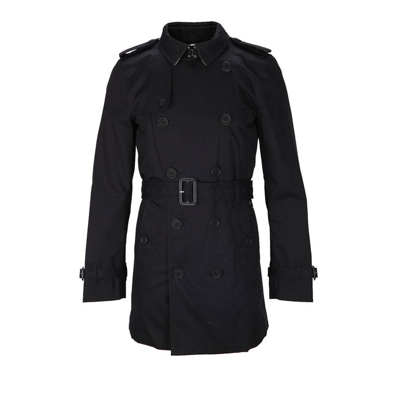 burberry巴宝莉brit系列纯棉双排扣男士风衣 黑色 xl