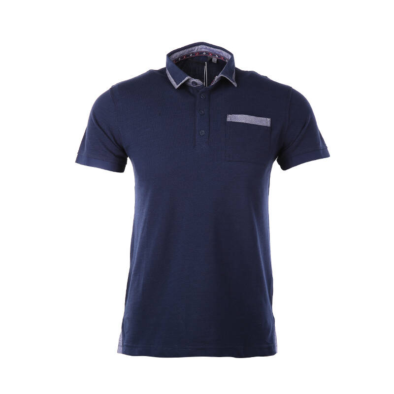 鸿星尔克erke男商务休闲微领t短袖t恤 深蓝 xl