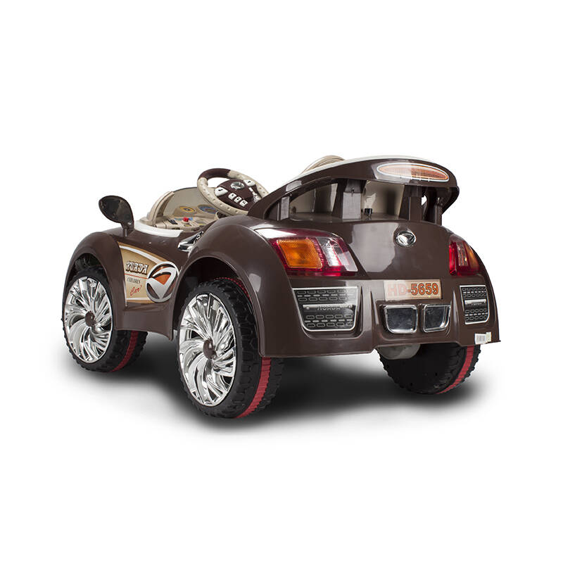 华达童车 电动童车女孩四轮电动童车带音乐 棕色 单驱动