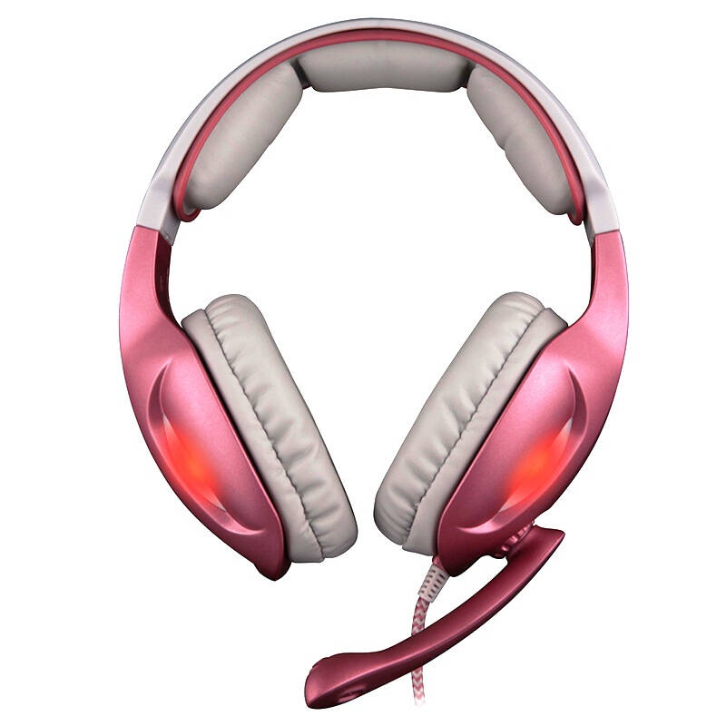 赛德斯(sades) 戮血红眸狼 sa-902 头戴式 7.1声道游戏耳机 (粉色)