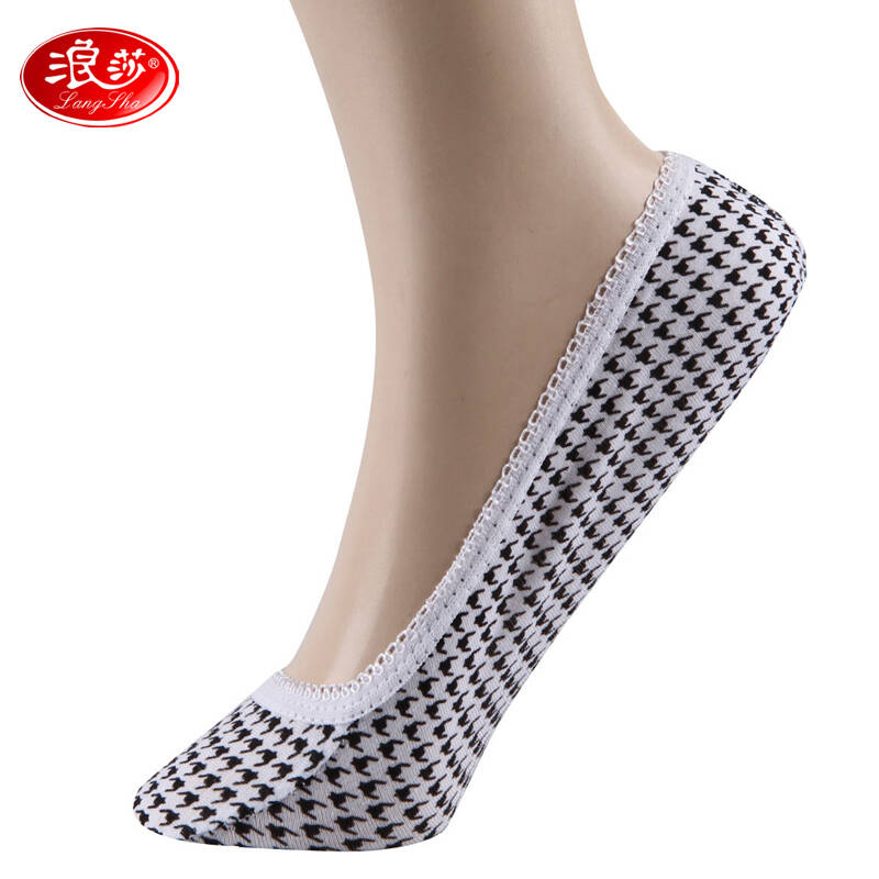 浪莎langsha 船袜蕾丝边浅口隐形袜 短袜薄款舒适可爱女袜 8双 千格