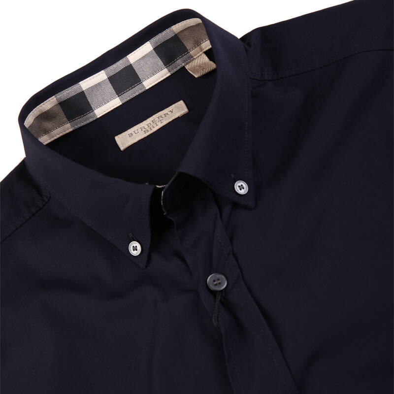 burberry巴宝莉brit系列扣领商务男士长袖衬衫 藏蓝色 m