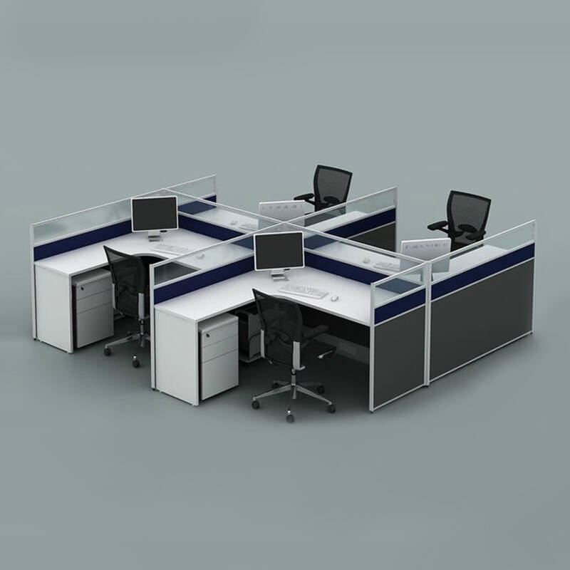 4人屏风职员办公桌椅组合简约现代电脑桌办工作位员工桌 t型两人位