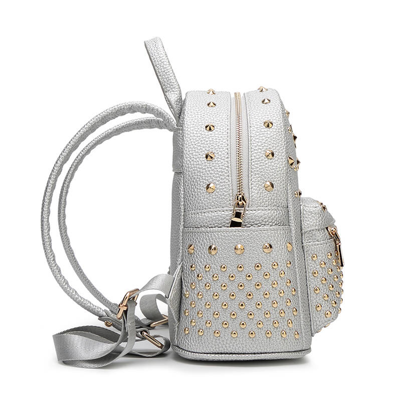 加姿(coazee)双肩包女新款韩版潮流时尚铆钉女包知性学院风双肩背包女