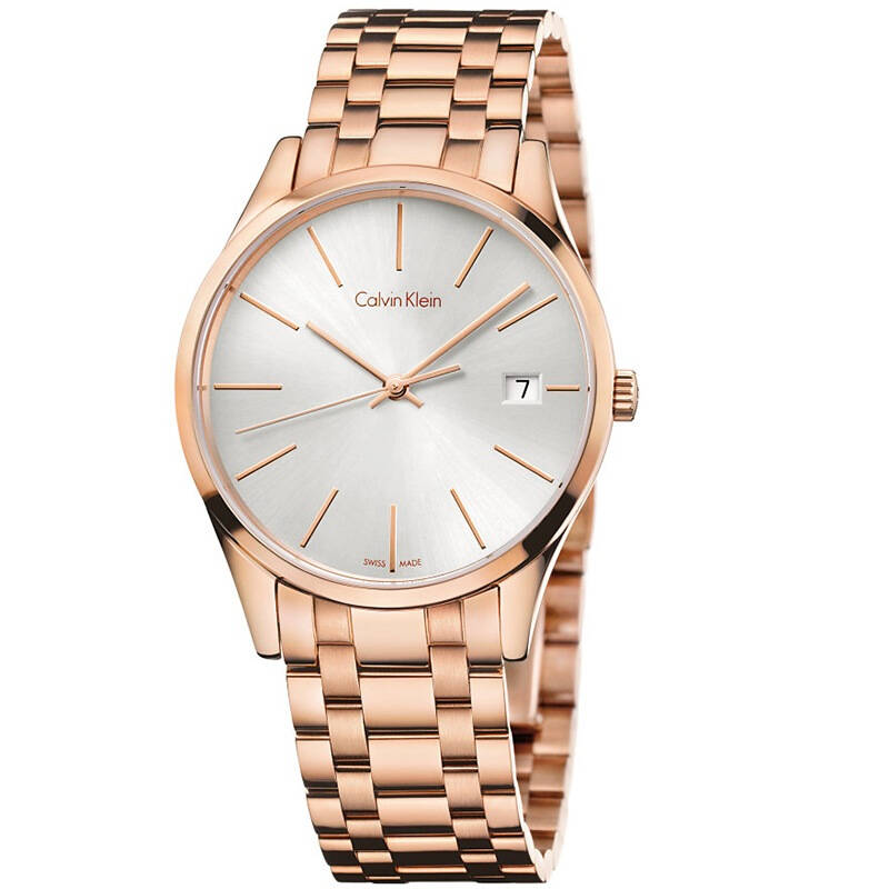 自营 ck卡文克莱(calvinklein)手表time系列情侣表女表日历银盘玫瑰金