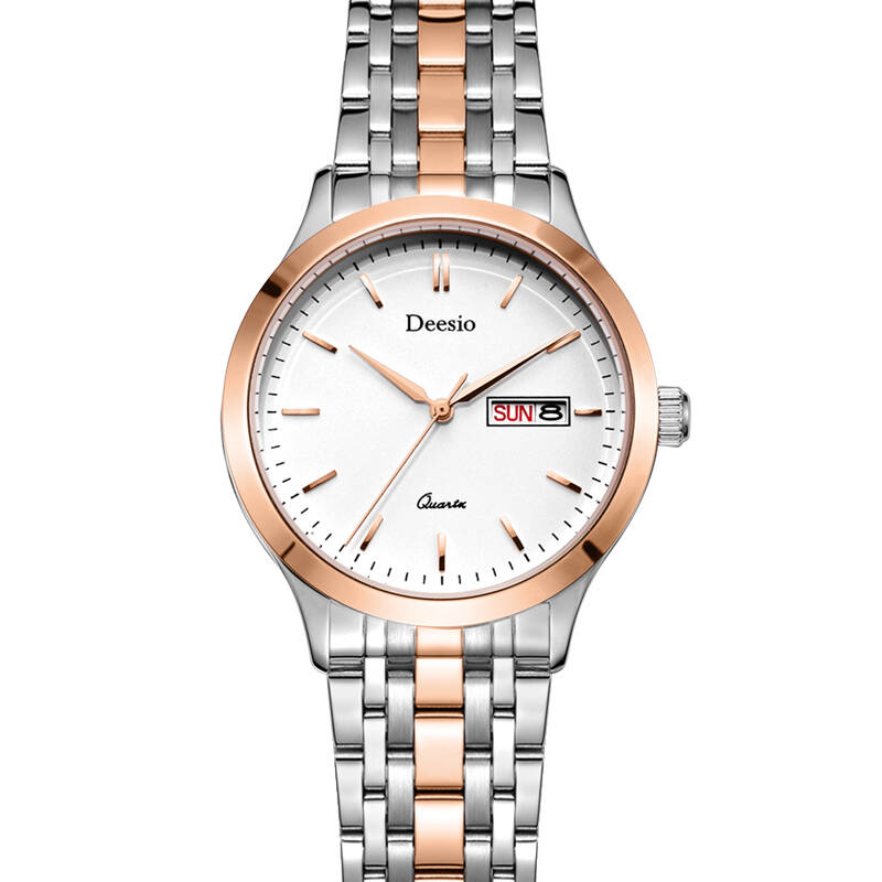 迪西欧(deesio)男士手表女士对表情侣表 女款 间金白面