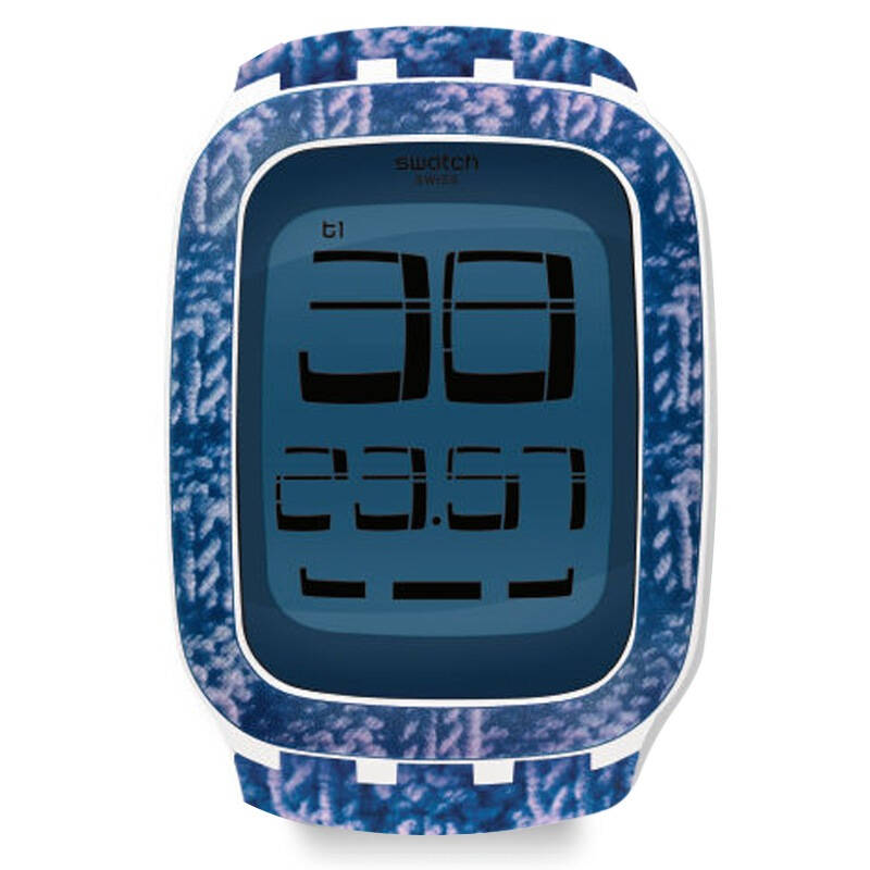 斯沃琪(swatch)手表 touch触摸系列电子表蓝色编织 surw110 京东自营