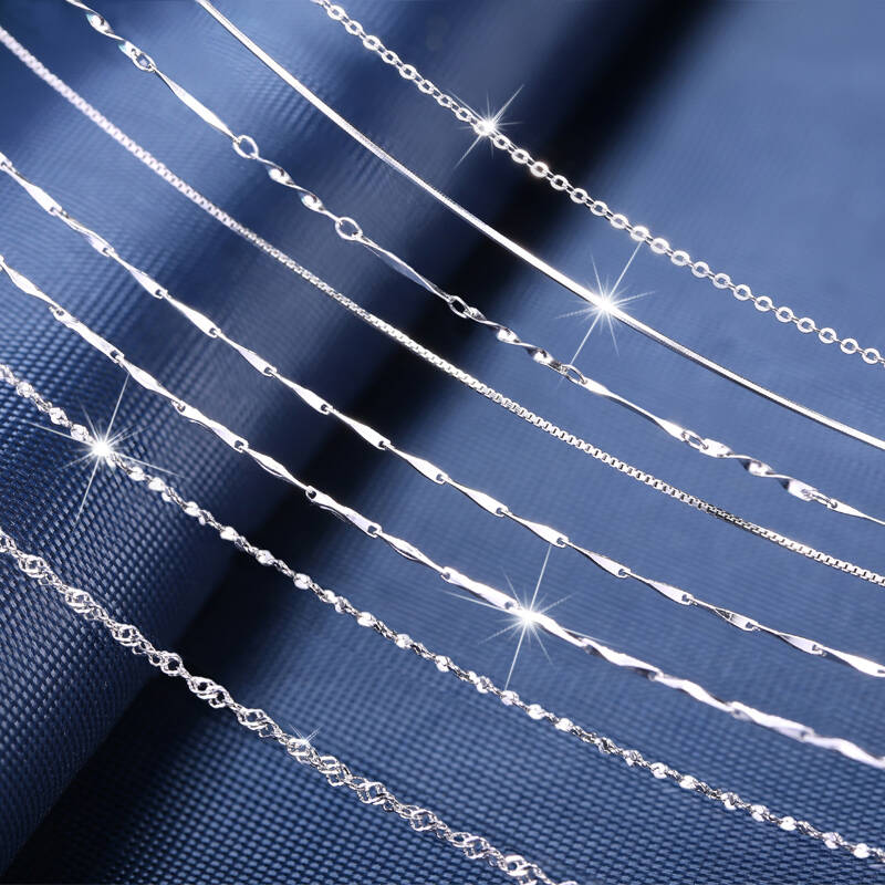 925纯银项链女银链短款锁骨链元宝链配链无吊坠银饰品 满天星45cm