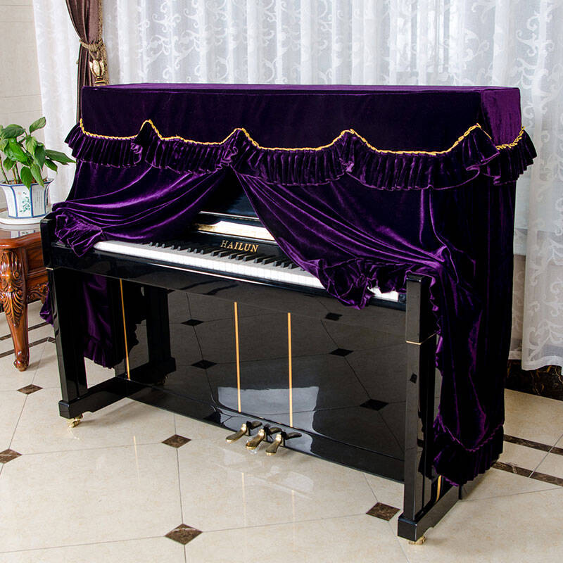 和居家闪购 欧式钢琴罩全罩加厚钢琴套 优雅紫红 153*33*110*25 双人