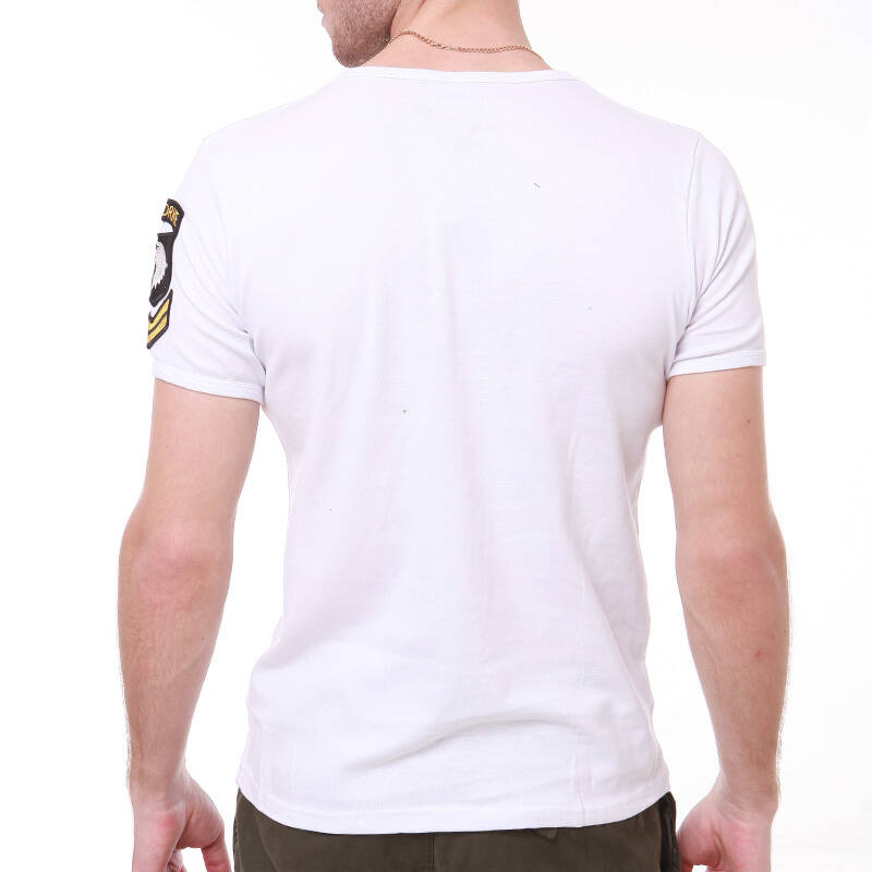 夏款户外作训短袖军装特种兵t恤修身款 健身v领空降师t恤 7307款 白色