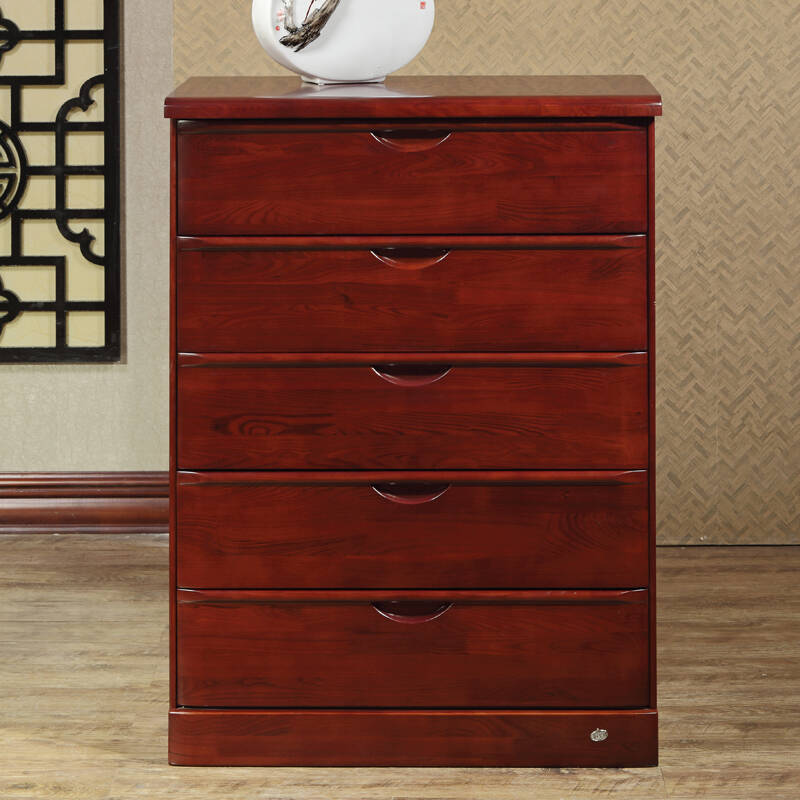 华日家居 明月全实木熟栗色五斗柜 五屉柜 储物收纳柜 现代中式卧房
