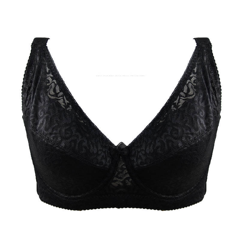 妃意新款大码文胸大罩杯舒适蕾丝d杯薄款大号聚拢内衣 m719 黑色 42d