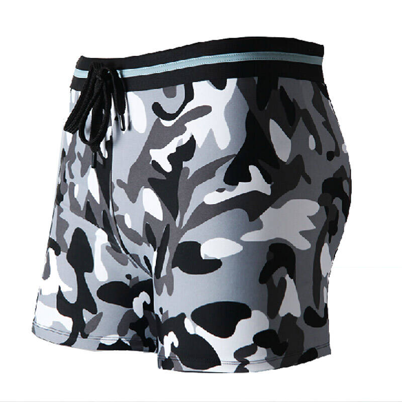 浩沙正品男士泳裤平角 时尚迷彩专业速干泳衣 男 温泉游泳裤潮 蓝色