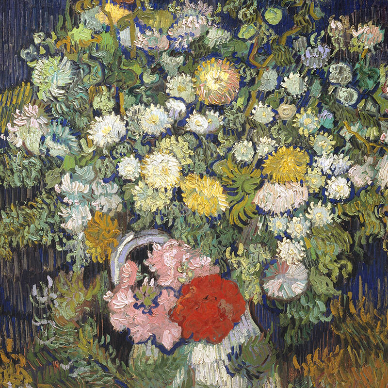 墙蛙 花瓶中的花梵高油画餐厅装饰画玄关画电表箱挂画欧式客厅美式有