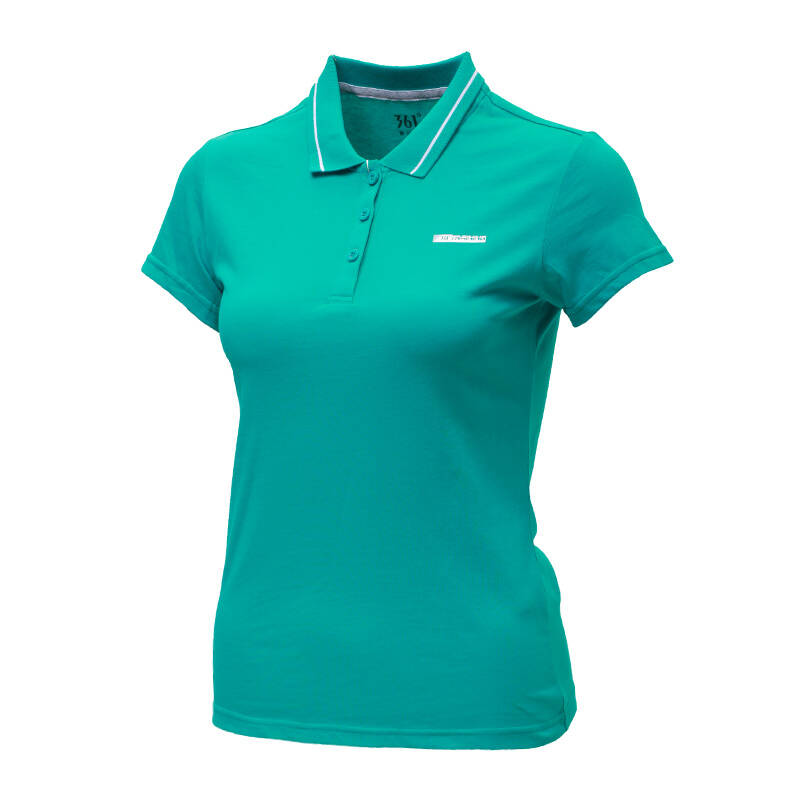 361度白色运动t恤女短袖夏季361女装翻领polo衫舒适透气f 浅蓝 xxl