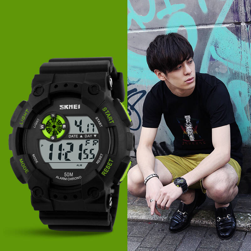 时刻美(skmei)手表男多功能男士手表学生夜光防水运动电子表儿童手表