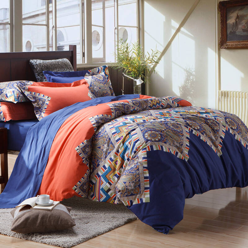 lehome家纺 全棉民族风四件套 床上用品纯棉套件 宴瑶池 1.8米床