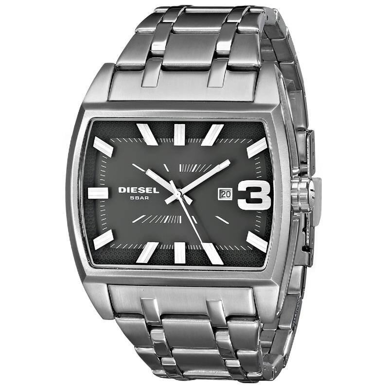 迪赛(diesel)男式 dz1672黑色方形表盘时尚商务防水石英手表正品隆恩
