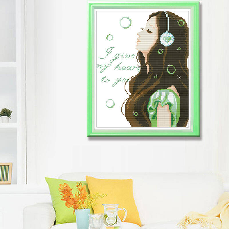 悠趣 精准印花布 5d钻石画 圆钻 贴钻 卡通十字绣 倾听心声 聆听