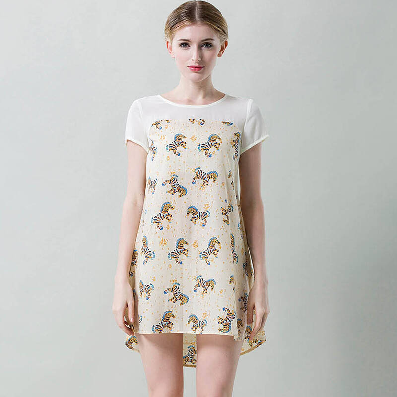 斯蒂芬妮(stephanie)女装短袖连衣裙 s4220017009杏底马花s 自营