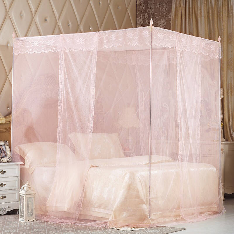 胜伟 床品家纺 双人加大三开门落地宫廷蚊帐 1.8米床 玉色