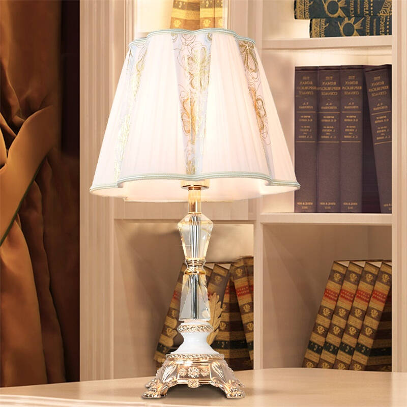 台灯新古典后现代水晶台灯 卧室床头欧式奢华水晶台灯t222 按钮开关