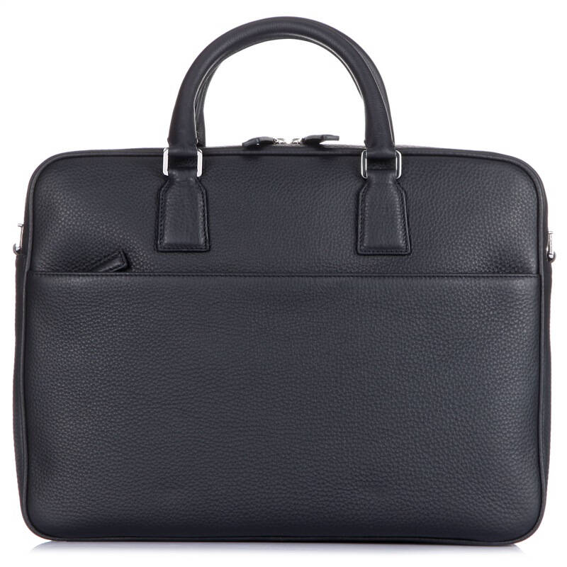 zegna 杰尼亚 男款黑色牛皮荔枝纹手提肩背斜挎商务公文包 c0944a toe