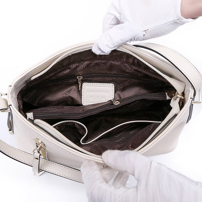 老人头(laorentou)女士优雅知性单肩斜跨包包958j038l1d米白色