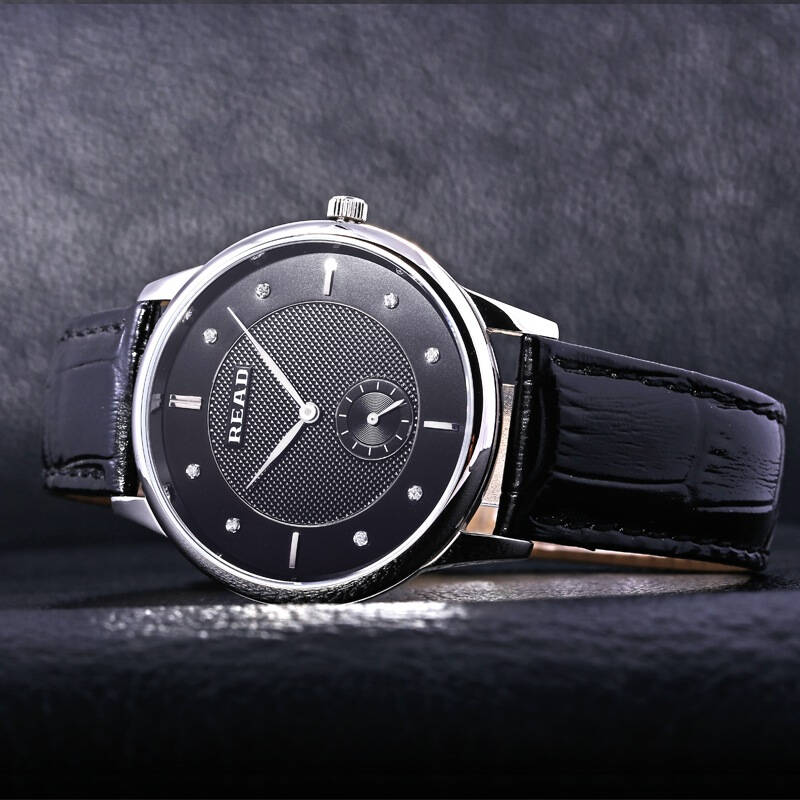 锐力(read)手表 海洋之心系列情侣表石英男表黑盘黑皮带r6025g