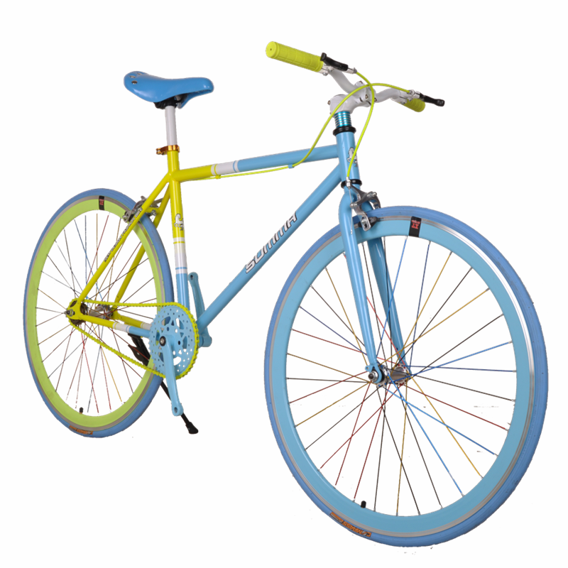 圣马 新款断色死飞活飞 40刀双飞公路车学生车 双飞花鼓带活飞轮 倒骑