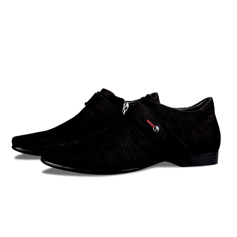 百利德 2015冬季短筒保暖鞋磨砂皮男靴休闲加绒皮靴605505-r 黑色 40