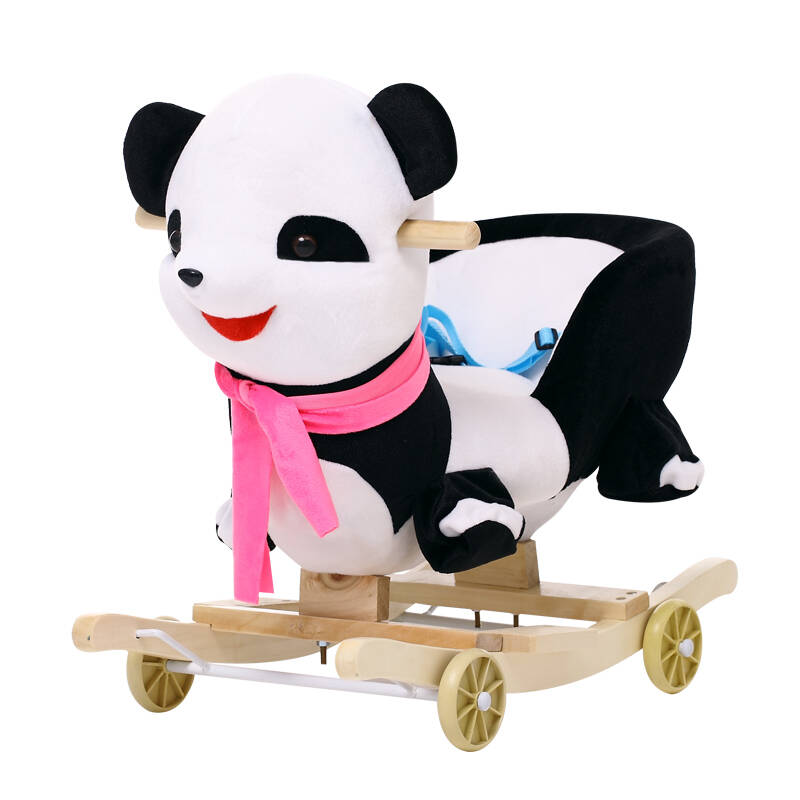 两用婴童学步木马 早教益智摇摇车玩具生日周岁礼物 1-3 熊猫 实木带