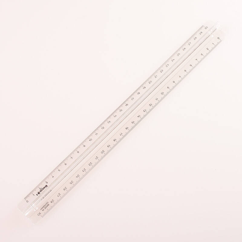 京潮港 德国 红环 rotring 透明 塑料绘图尺直尺 槽尺 30cm 槽尺单个
