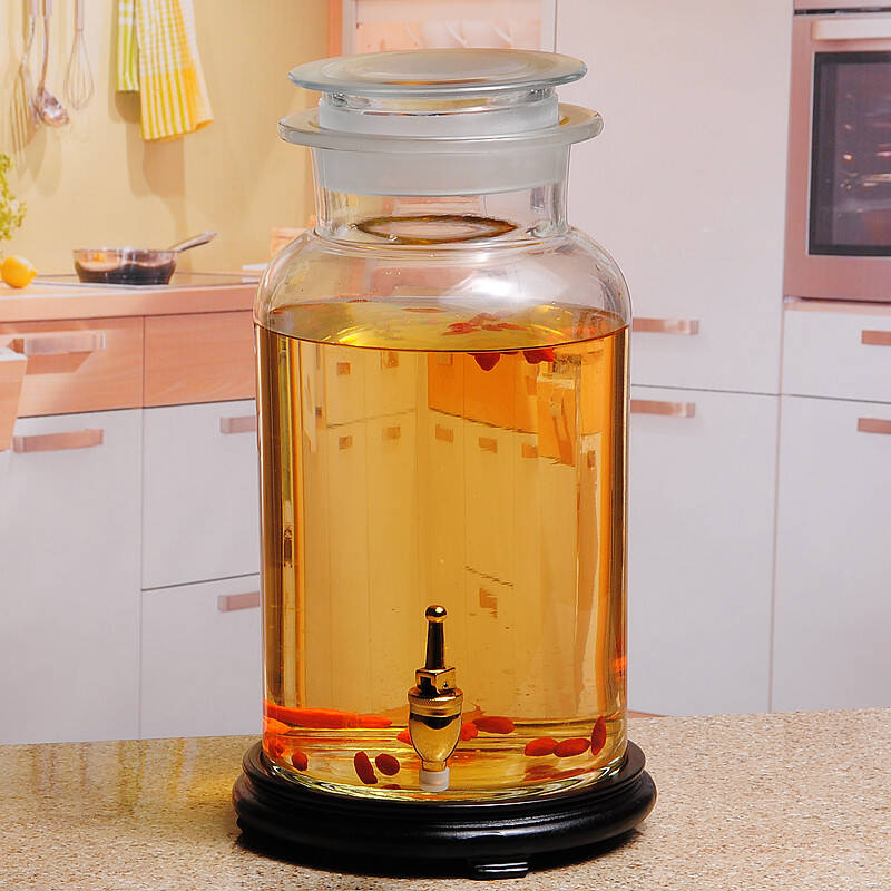 广口磨砂高硼硅玻璃带龙头泡酒瓶泡药酒瓶10-40斤 20斤装无龙头带底座