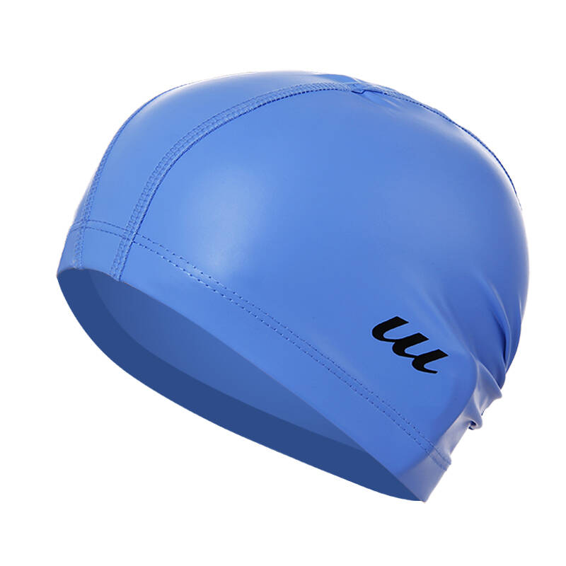 佑游温泉泳帽 防水护耳pu涂层帽 男 女长发 大号游泳帽 蓝色 中号