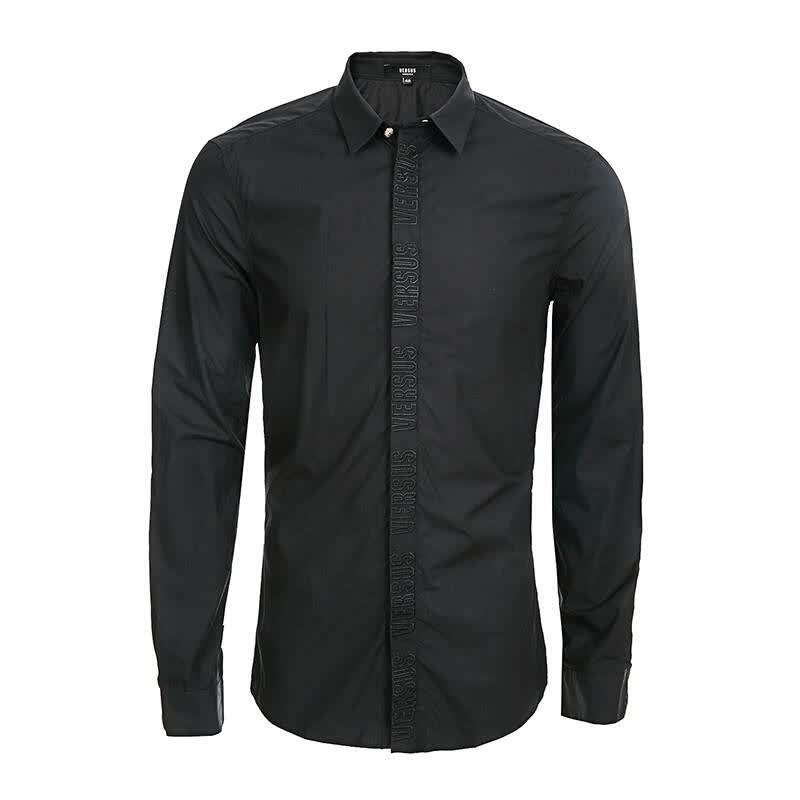 versus范瑟丝 男装棉质衬衣衬衫bu20115 bt10183 b1008 黑色 46