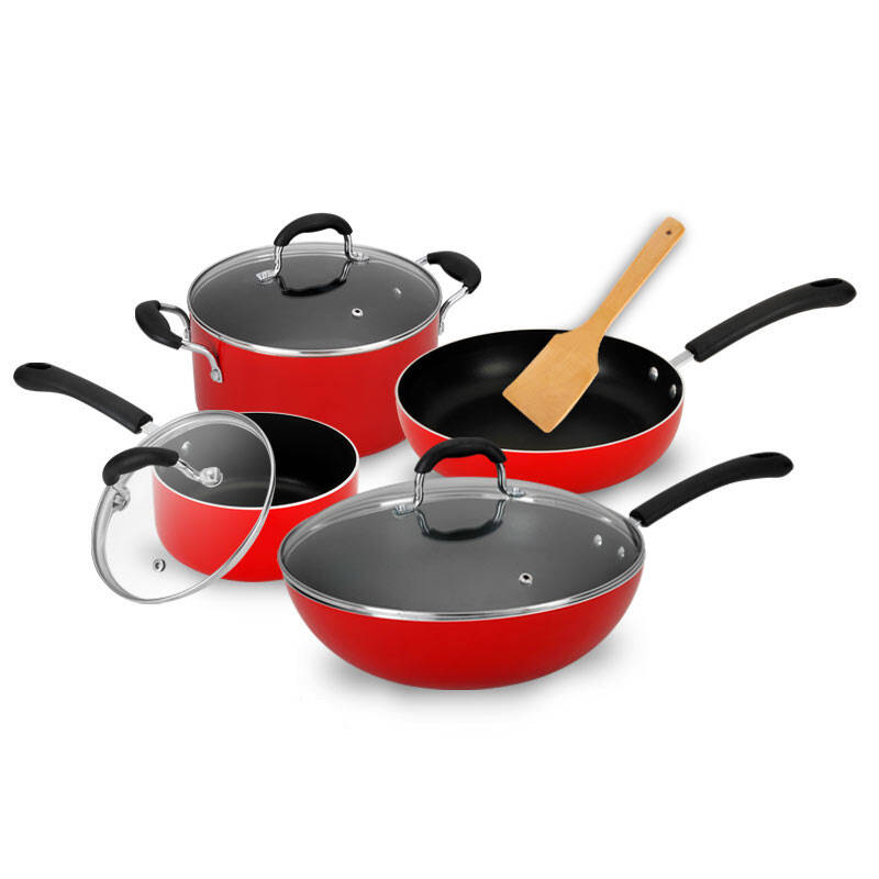 爱仕达中国红锅具炒锅汤锅煎锅奶锅套装锅美组合wg04tnjc-r