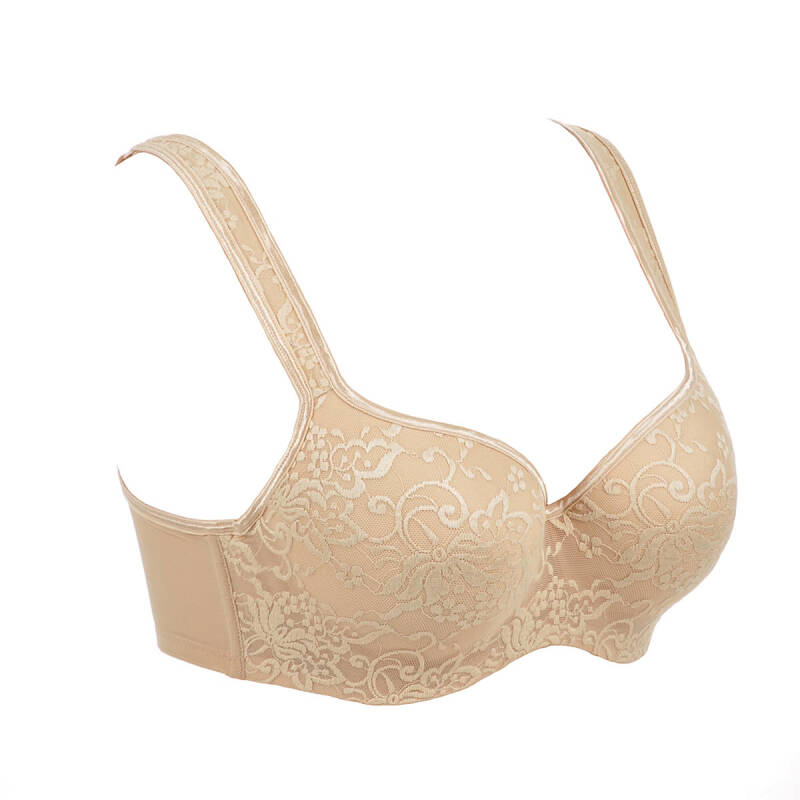欧美风奢华刺绣隐形钢圈特大码内衣薄款舒适文胸全罩杯大罩杯 肤色 95