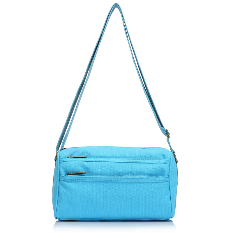 小米世家 帆布斜挎包 女包 女士单肩挎包 随身多口袋旅游小包 天蓝色