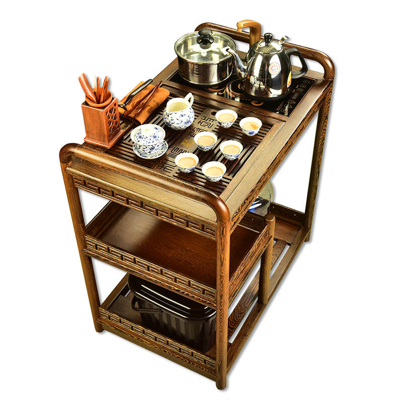 金灶kw-6300小茶桌带轮可移动茶车全实木泡茶车茶台茶具 鸡翅木茶车