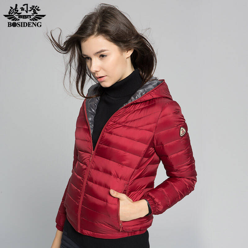 波司登秋羽绒女款连帽基本超薄短款b1401036f 107g梅雅红 155/80a
