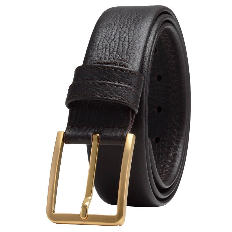 华莎图(vistula)海狮纹牛皮腰带男士休闲针扣皮带简约时尚 140002-220