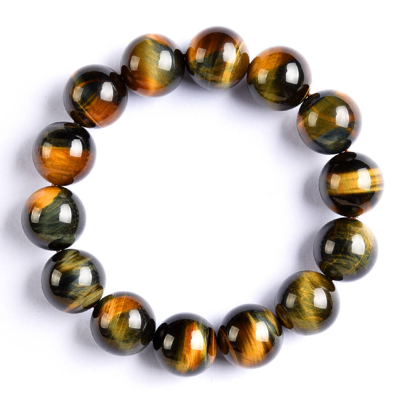 灵菲 黄蓝虎眼石手链 大颗虎晴石手串饰品 16mm 霸气男款 京东自营